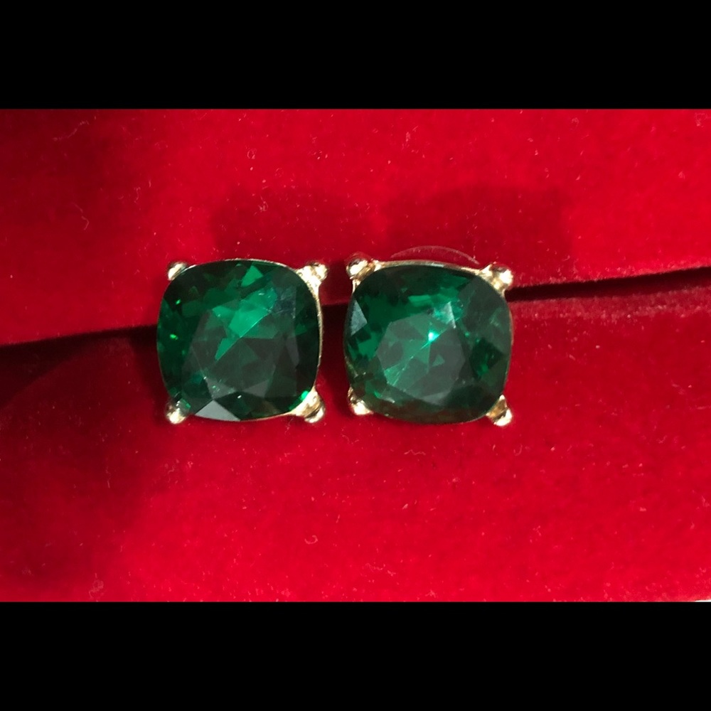 Green stud earrings